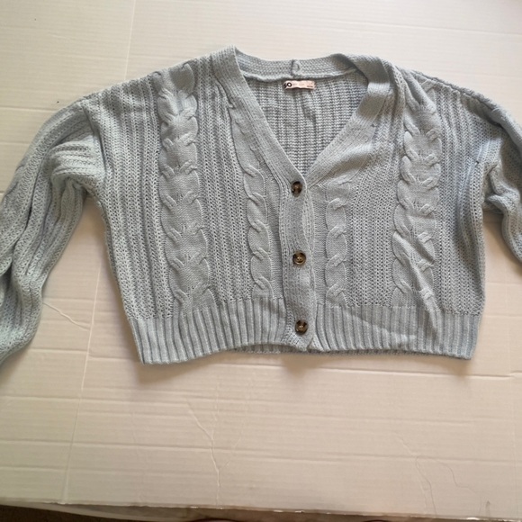 Blue knit cropped oversized sweater L - Picture 2 of 7